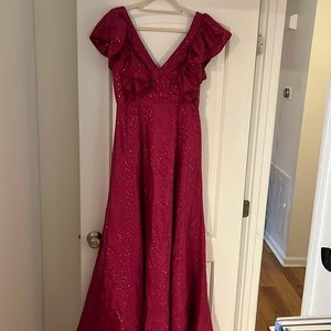 Anthropologie Sparkly Magenta Maxi Dress